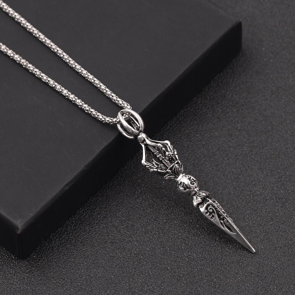Wholesale Retro Hip-Hop Six-Character Mantra Zinc Alloy Pendant Necklace Mens Fashion Accessory