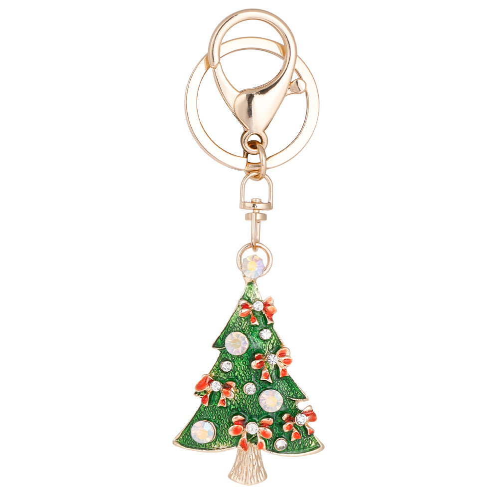 Wholesale Christmas series  cute Christmas tree dripping metal keychain