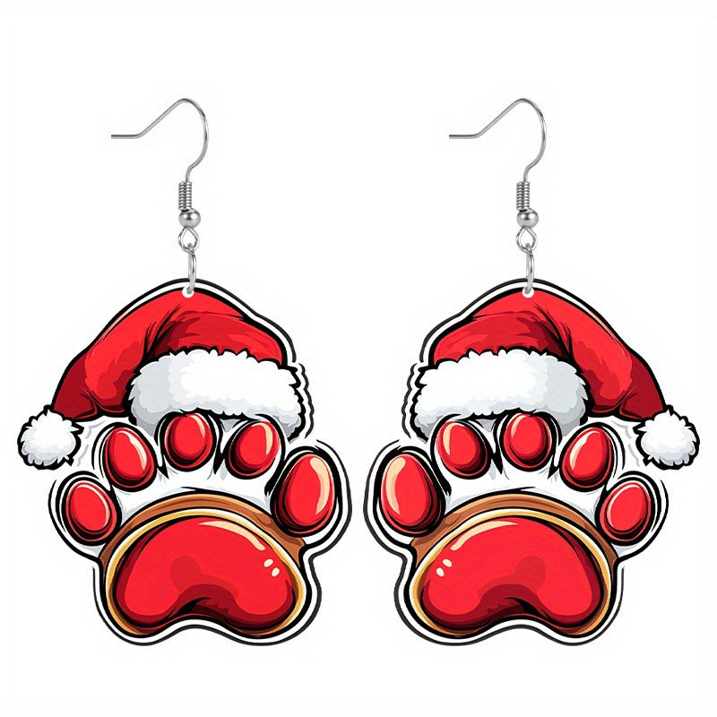 Wholesale Charming Christmas Dog Claw Acrylic Earrings