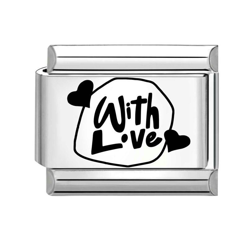 Wholesale Italian Charm Bracelet 9mm DIY Splicing Black and White Lettering Stainless Steel Composable Bracelet