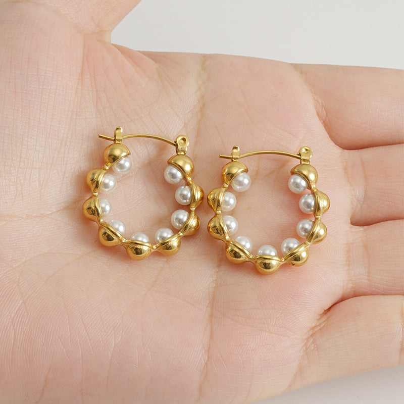 Wholesale Round 18K Gold Stainless Steel Earrings ACC-ES-ZhongXin008