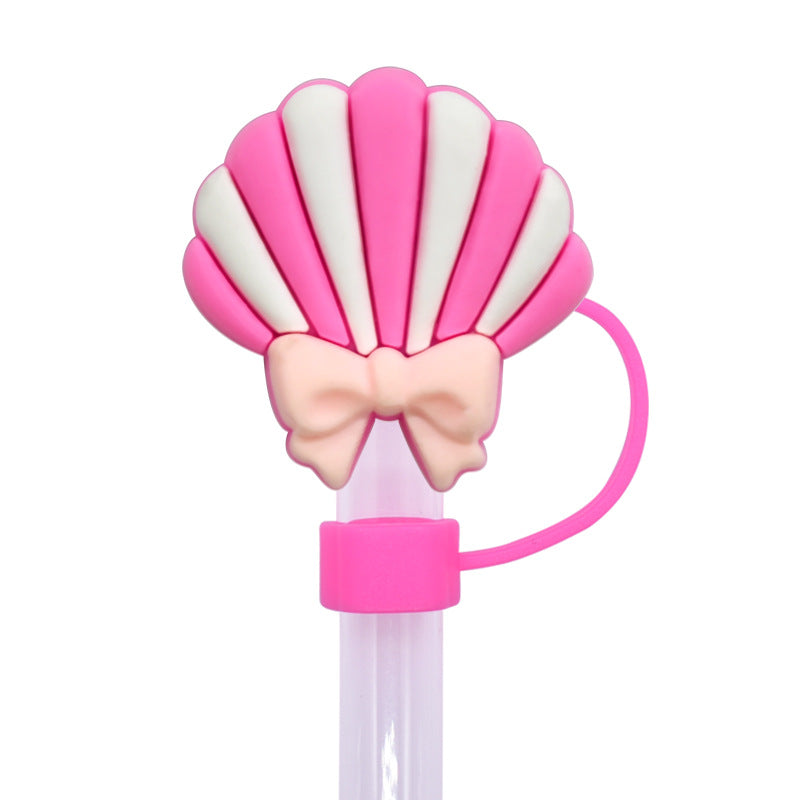 Wholesale Random 100pcs Multicolor Shell Series 10mm PVC Soft Straw Tube Cap