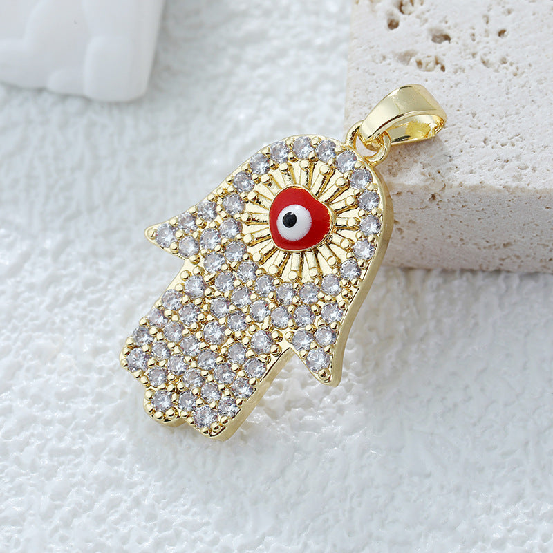 Wholesale Gold Plated Copper Eye Pendant Necklace with Zircon - Trendy Jewelry Accessory for Women