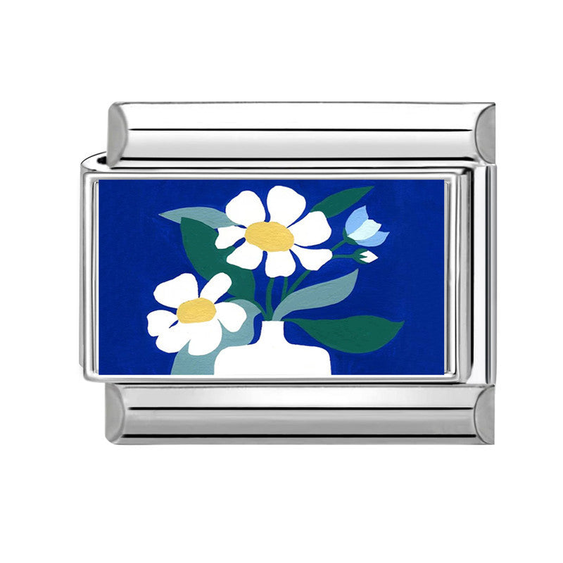 Wholesale  Italian Charm Bracelet 9mm DIY Fresh Floral-Themed  Creative Stainless Steel Composable Bracelet