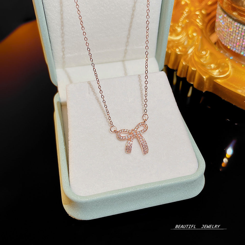 Wholesale Micropaved Zirconia Clavicle Chain Titanium Steel Necklaces Choker Necklace ACC-NE-Xiyue005