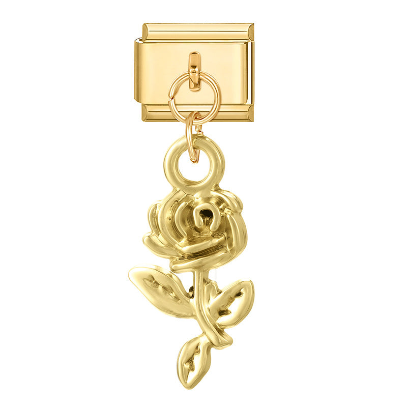 Wholesale Italian Charm Bracelet 9mm DIY Splicing Gold Pendant Stainless Steel Composable Bracelet