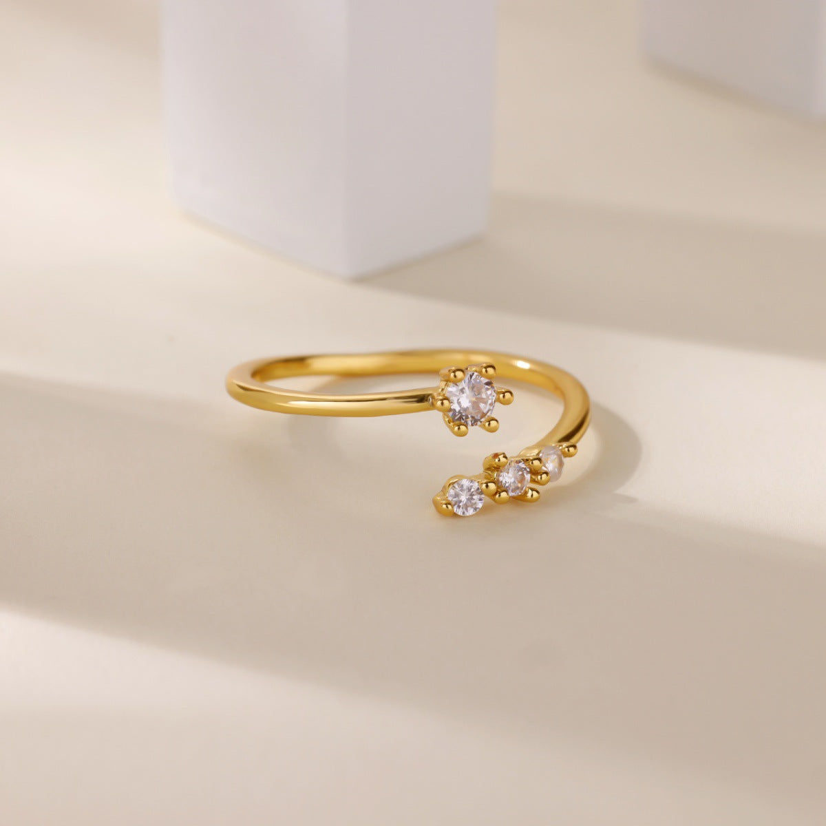 Wholesale Gold-plated stainless steel ring with turquoise and cubic zirconia