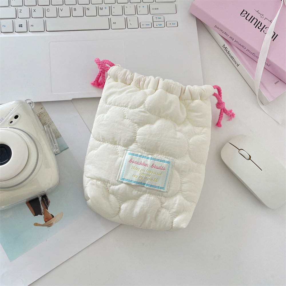 Wholesale Stylish Quilted Pink Heart Camera Pouch Soft Padded Storage Bag For CCD Polaroid Travel