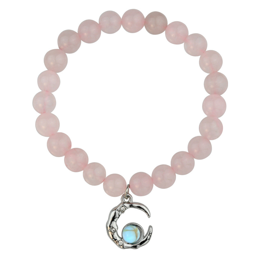 Wholesale Moon Pendant Crystal Beaded Bracelet,  Handmade Women' s Fashion Jewelry Accessory,  Everyday Wear Gift