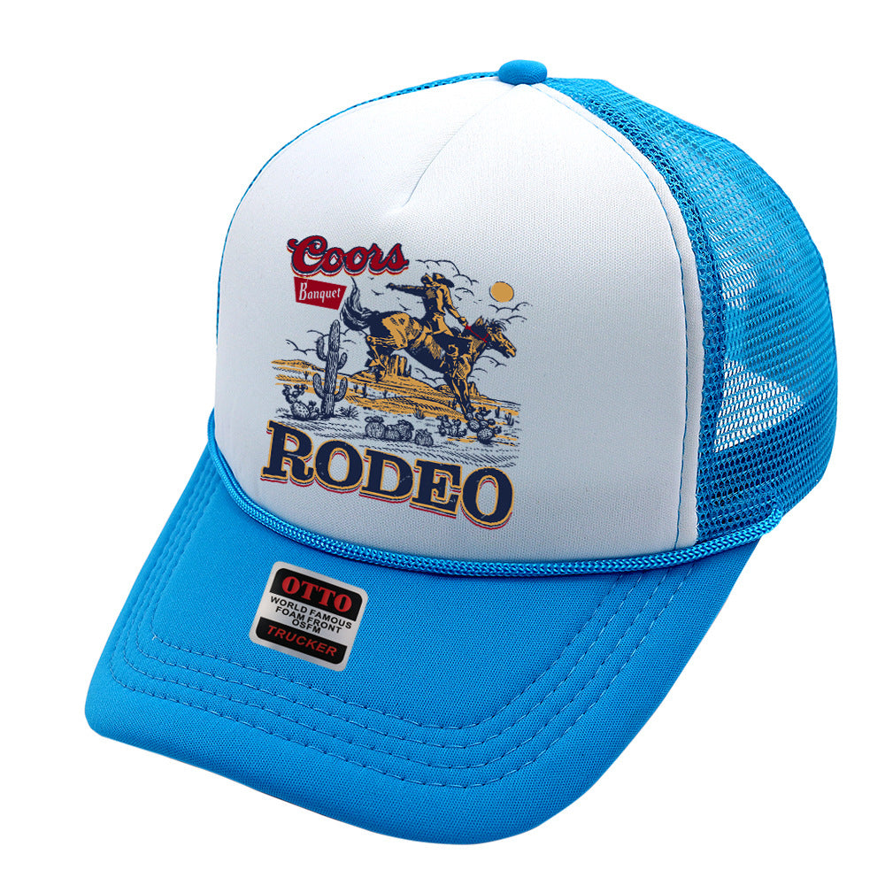 Wholesale Trucker Hat Denim Print Sponge Mesh Cap Baseball Cap ACC-HT-HaiPu015