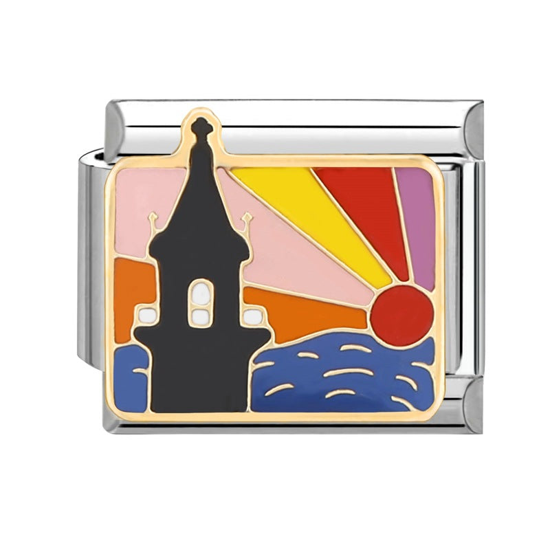 Wholesale Italian modular handmade rainbow heart  DIY Composable Bracelet Charms DIY Bracelets