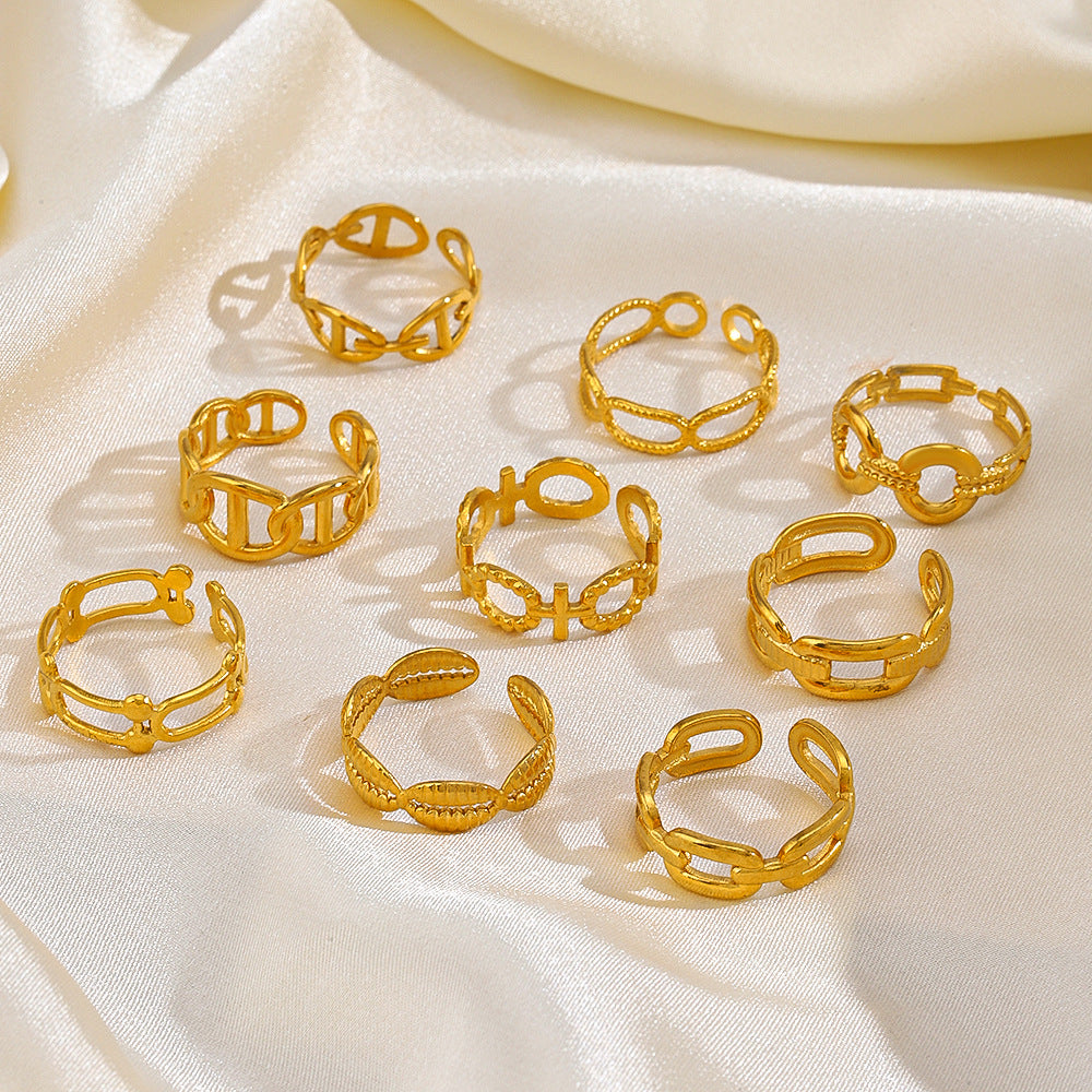 Wholesale Gold Plated Rings Stainless Steel Rings Hollow Open Adjustable Rings ACC-RS-JiaLi007