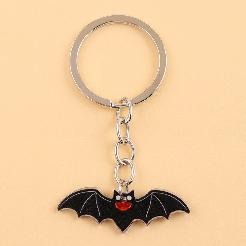 Wholesale Halloween series contrast color spider ghost bat acrylic cartoon keychain