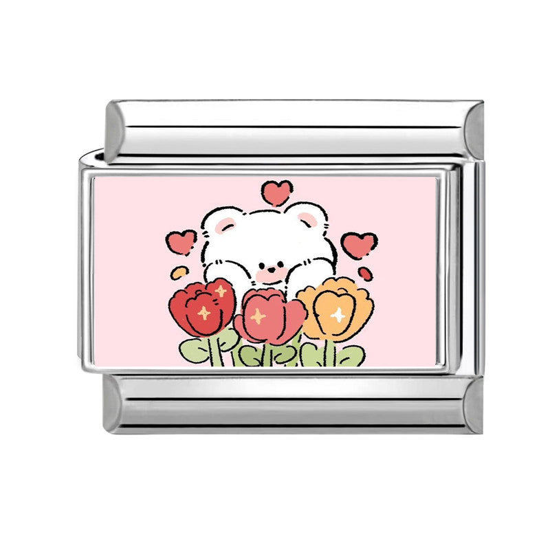 Wholesale Pink series   DIY  Single Section Creative Stainless Steel Composable Bracelet