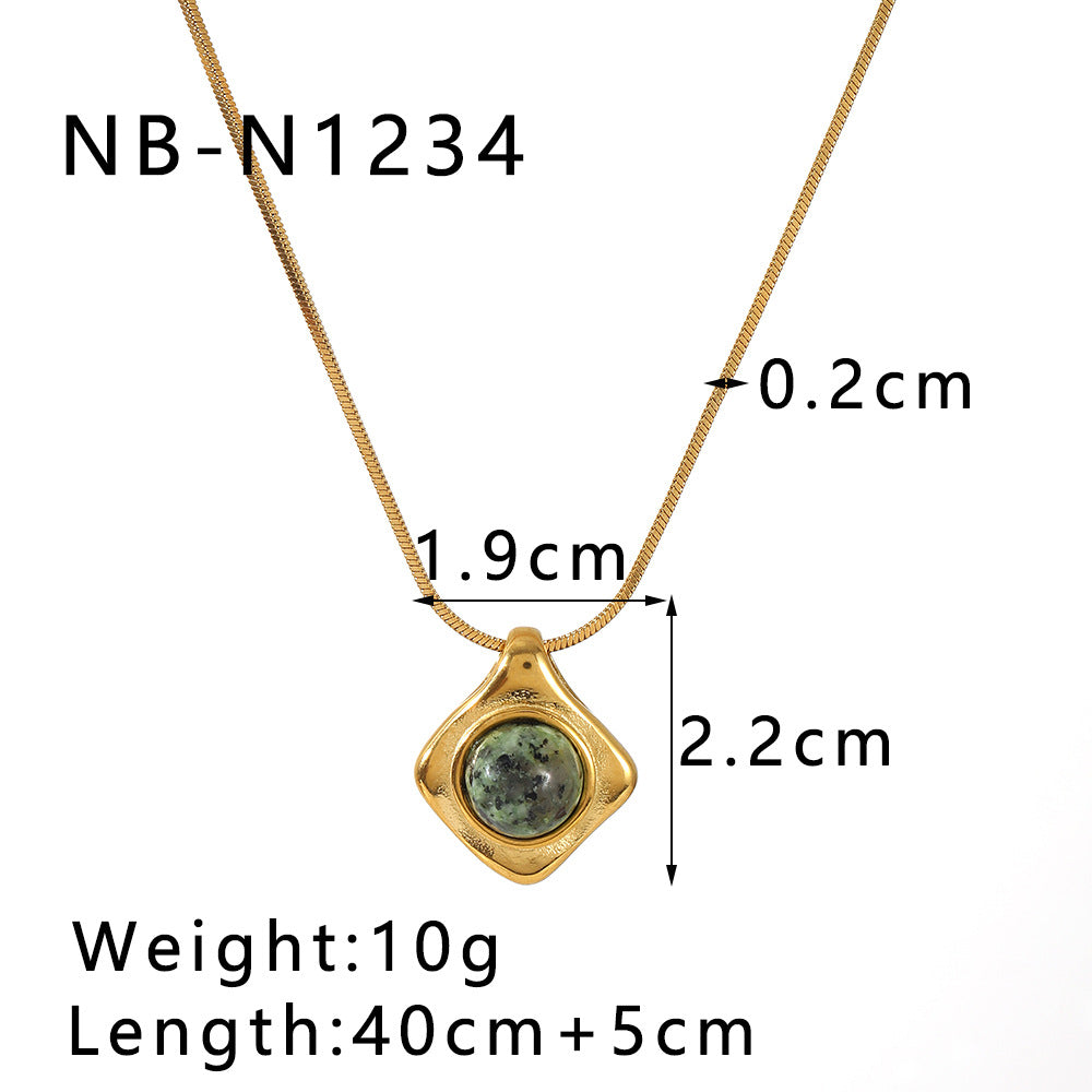 Großhandel geometrisch eingelegtes natürliches Tigerauge Amethyst -Schlangekette Edelstahl Halskette