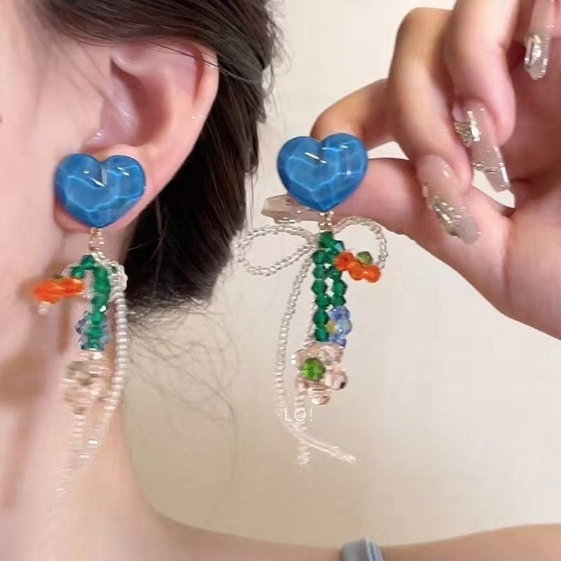 Wholesale Flower Tassel Pendant Earrings