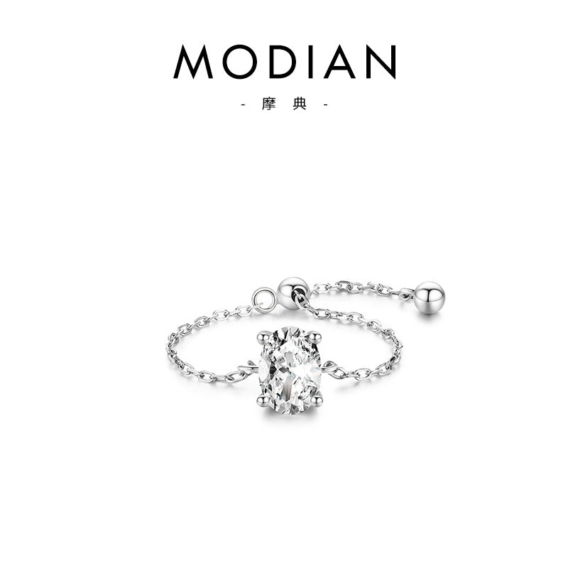 Wholesale S925 Silver Zircon Ring Open Adjustable Ring ACC-RS-MoDian004