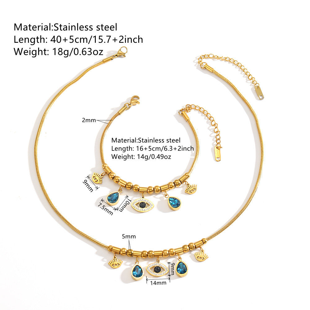 Wholesale Titanium Steel Bracelet Necklace Vintage Necklace Jewelry Set