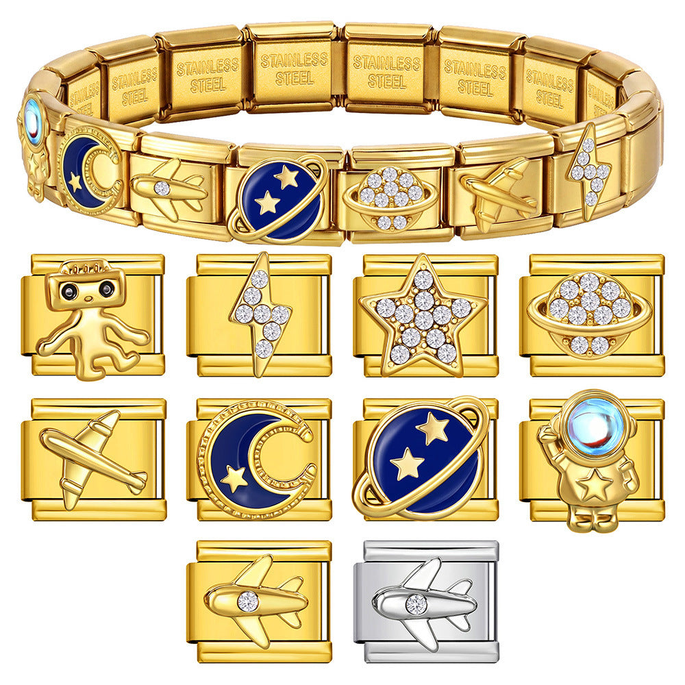 Wholesale Stainless Steel Space Theme Modular Bracelet DIY Watch Chain Fashion Accessory Gift For Boutique Resale