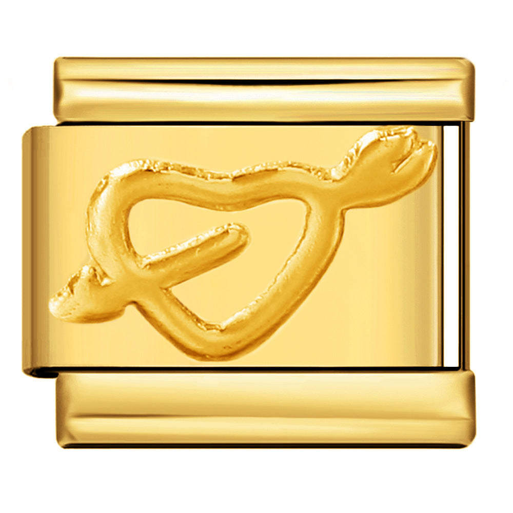 Wholesale Italian Charm Bracelet 9mm DIY Splicing Removable Gold Stamping Pattern Stainless Steel Composable Bracelet