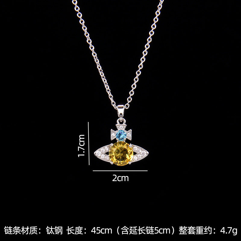 Wholesale saturn necklace with zircon pendant necklace ACC-NE-Rongc005