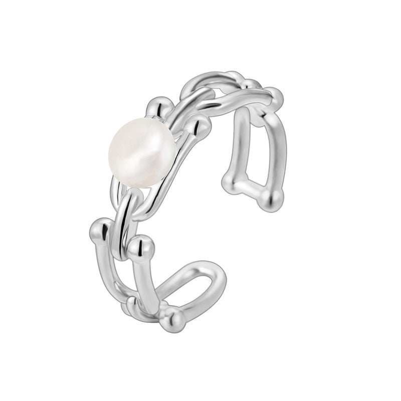 Wholesale Adjustable 925 Sterling Silver Pearl Ring