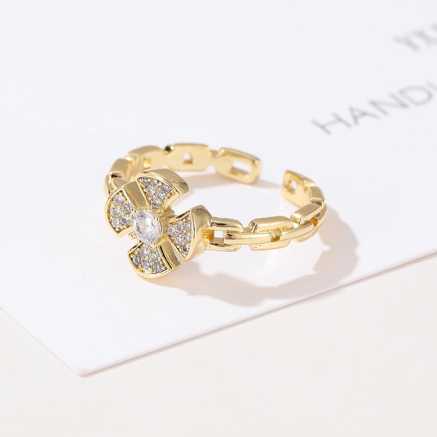 Wholesale All-match Four-leaf Clover Chain Ring