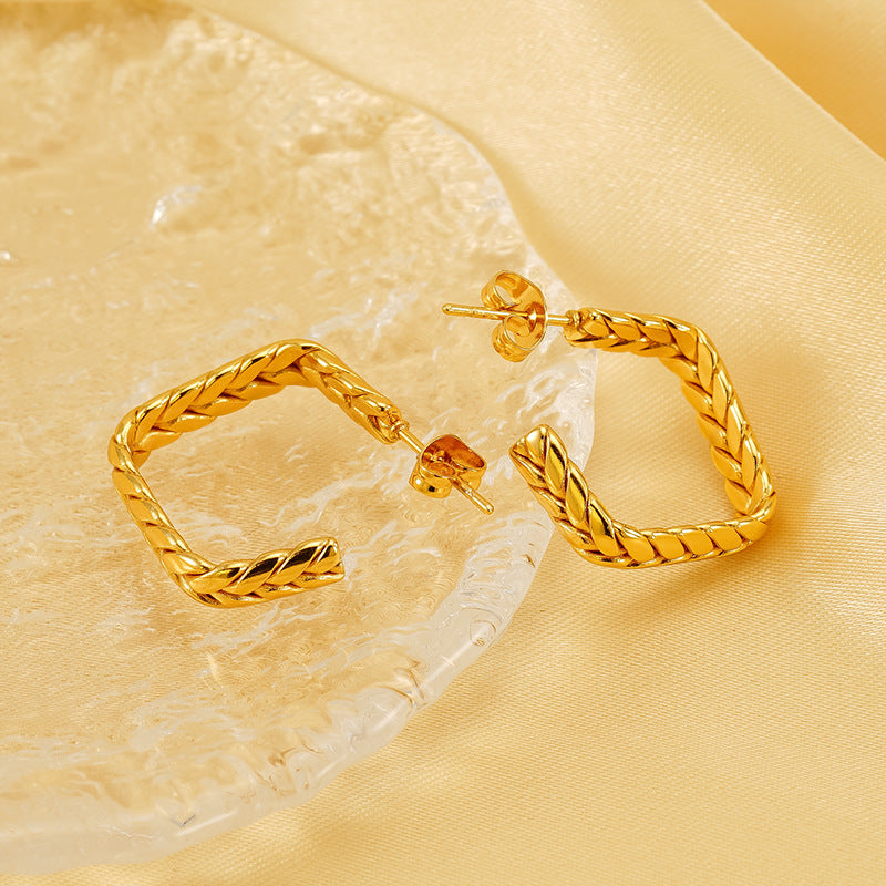 Wholesale Vintage Twisted Earrings Heart Earrings Stainless Steel Earrings ACC-ES-ZhongYao007