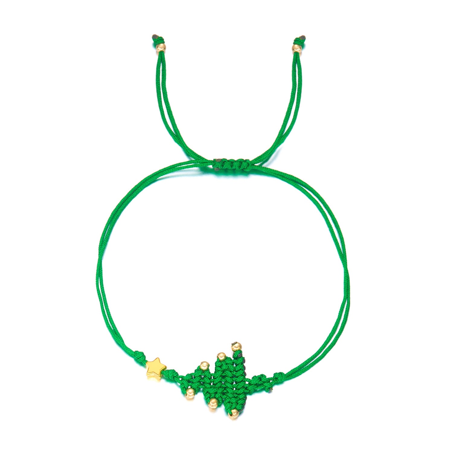 Wholesale Five-pointed Christmas tree braided adjustable bracelet