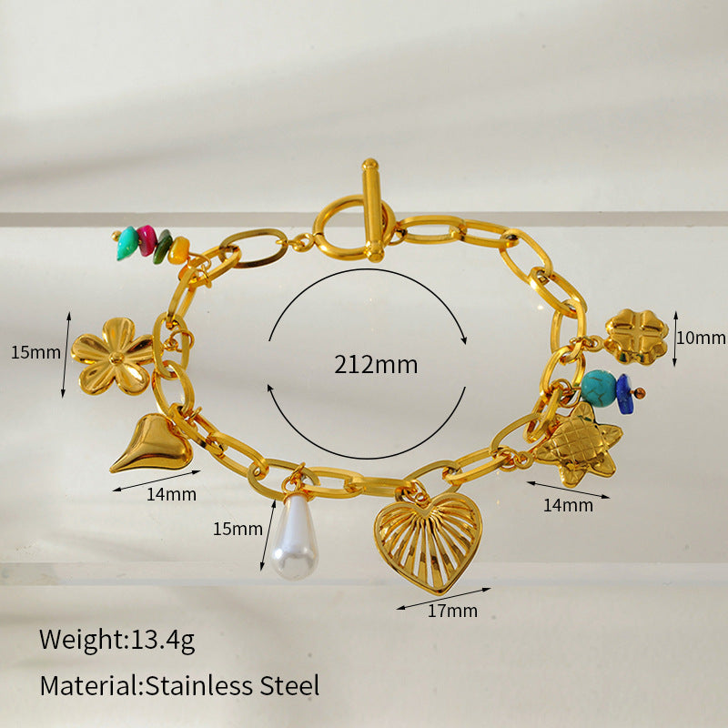 Wholesale  Flower Heart Stainless Steel Bracelet