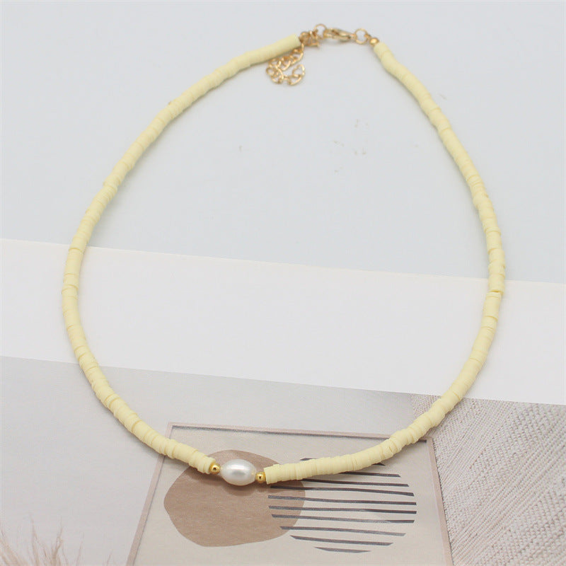 Wholesale  color soft pottery necklace