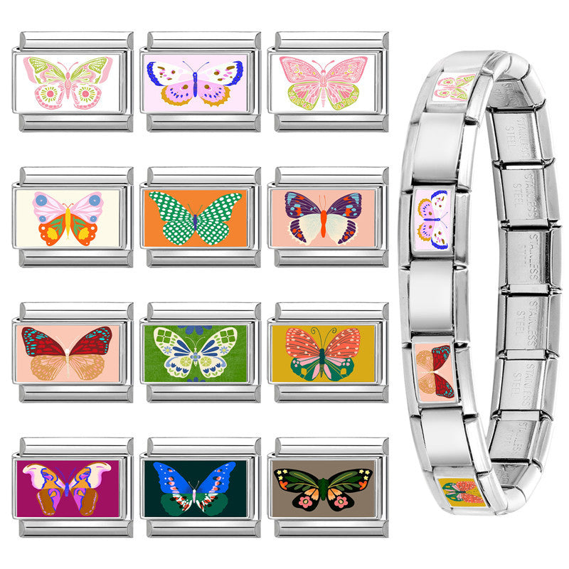 Wholesale Stainless Steel Electroplated Butterfly Modular Bracelet,  Trendy DIY Fashion Accessory for Everyday Wear