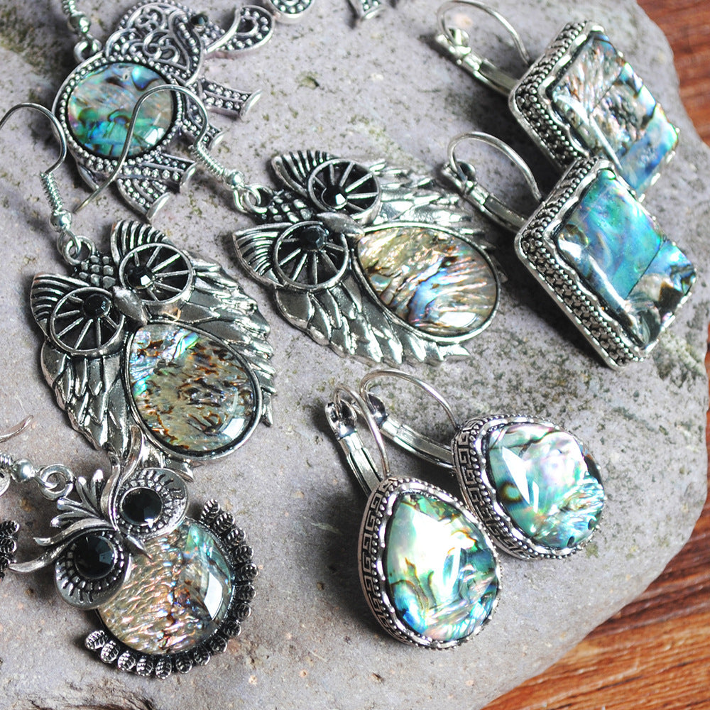 Wholesale Electroplated Mixed Material Drop Earrings Retro Water Droplet Style Fashion Accessory for Women