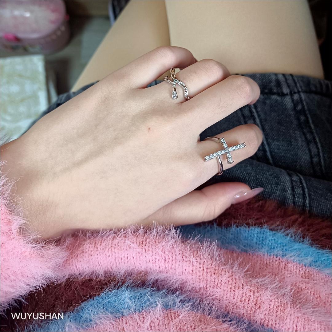 Wholesale Fashion Cross Open Ring For Women Adjustable Zinc Alloy Sweet Cool Style Jewelry Party Gift Accessory