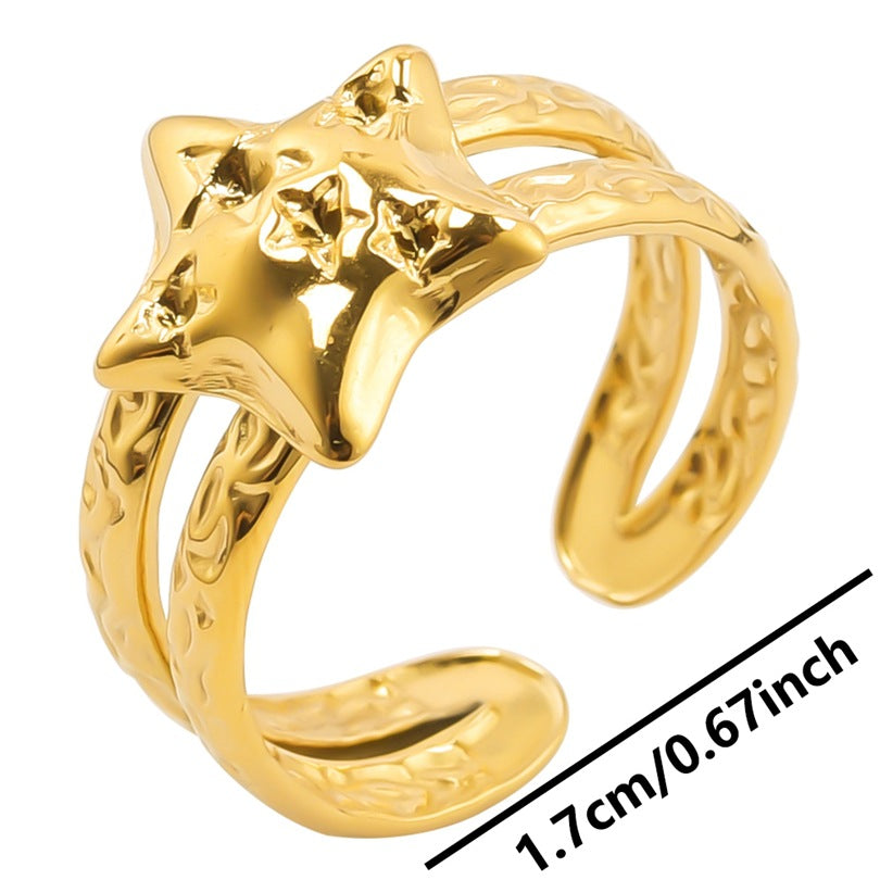 Wholesale Stainless Steel Open Adjustable Star Ring