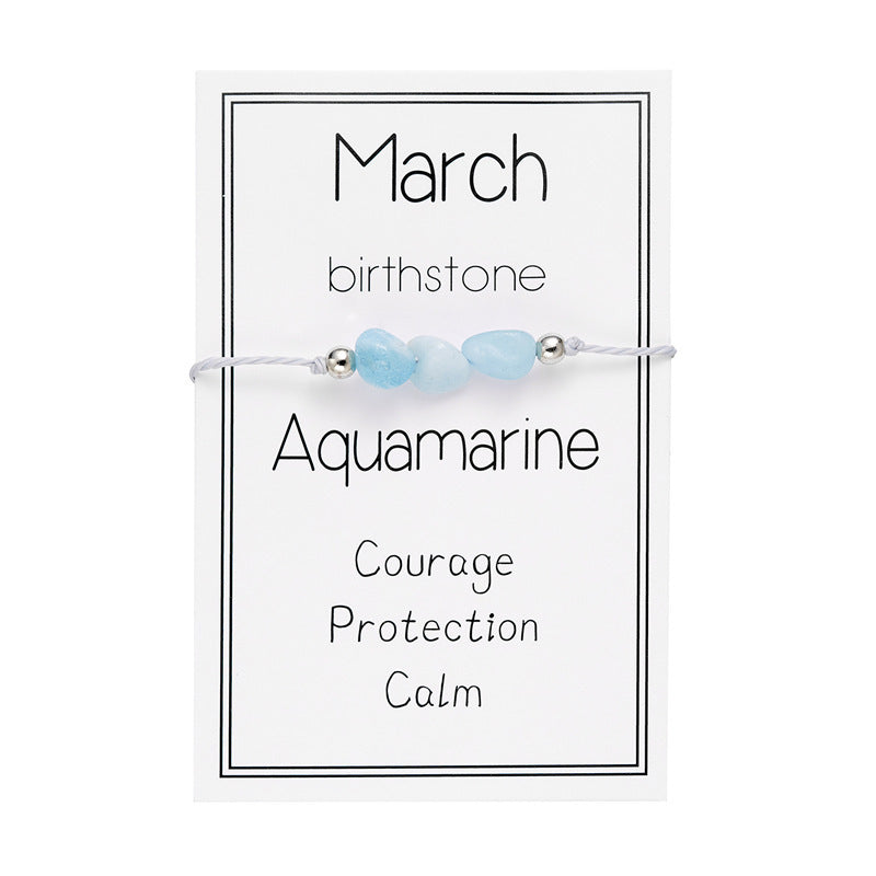 Wholesale irregular stone 3 birthstone card bracelet