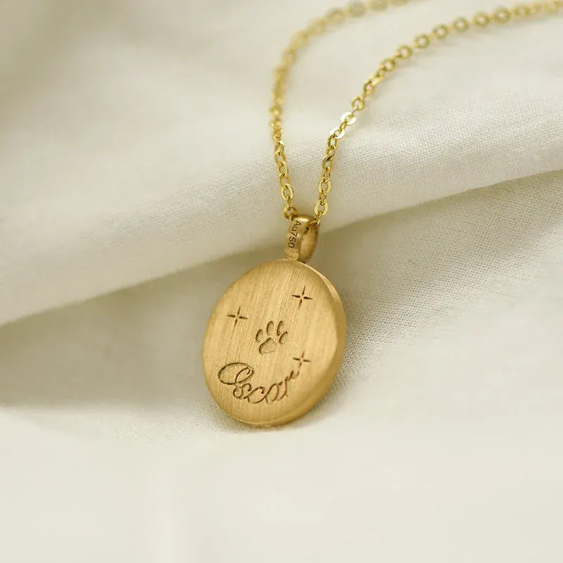 Wholesale  Stainless Steel Round Star Cat Animal Necklace