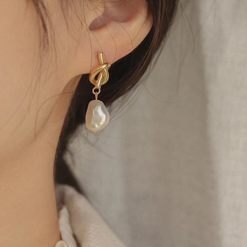 Wholesale Baroque Shaped Pearl Pendant Earrings ACC-ES-Tongs001