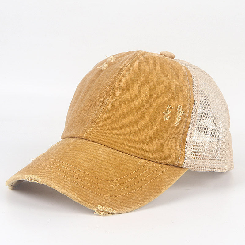 Wholesale Washed Cross Ponytail Baseball Cap Hat ACC-HT-ZhongChang001
