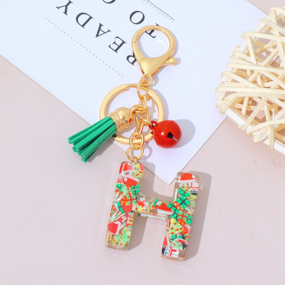 Wholesale Resin English Letter Keychain with Tassel Festive Holiday Party Bag Charm