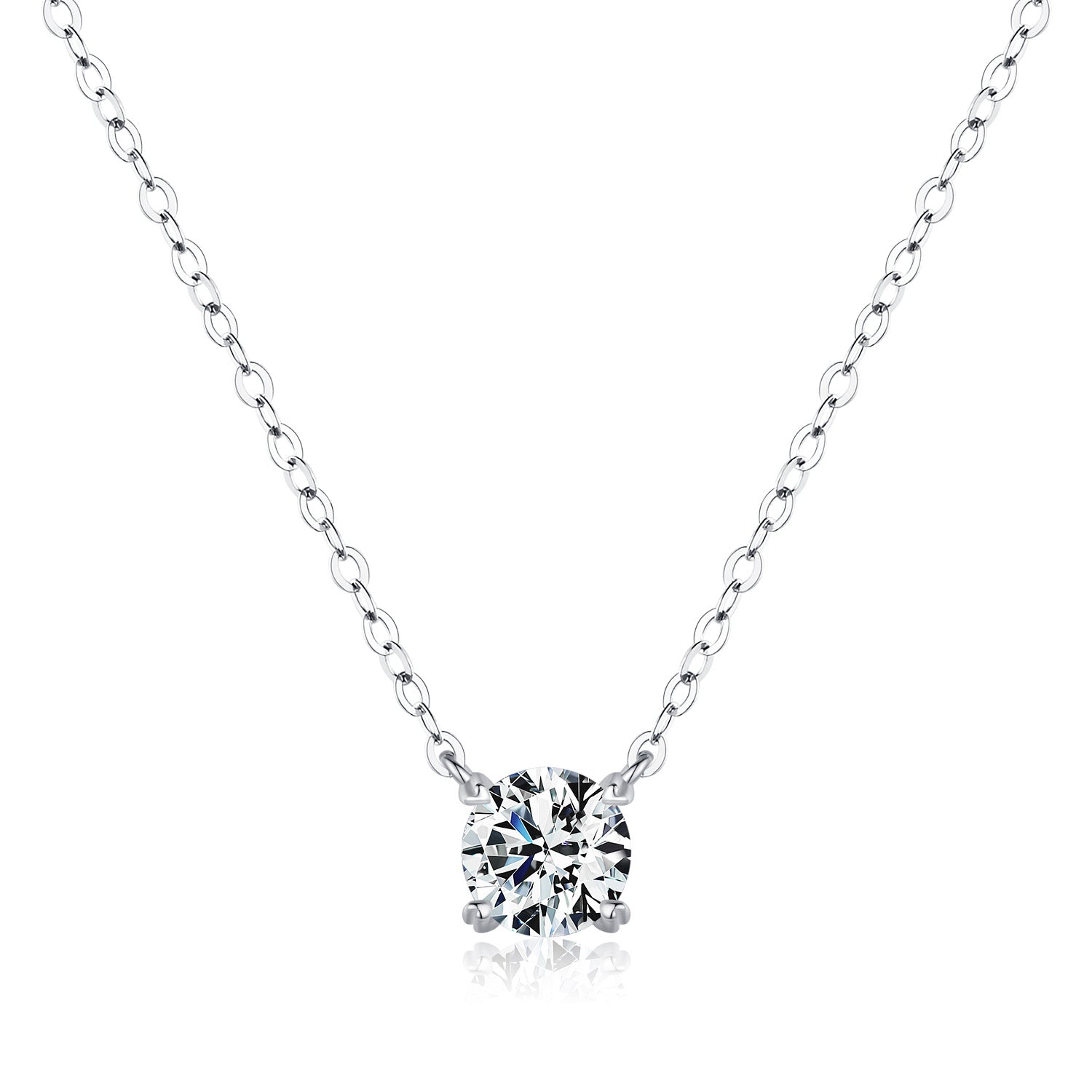 Wholesale  Diamond S925 Sterling Silver  Four-claw Flash Diamond Necklace