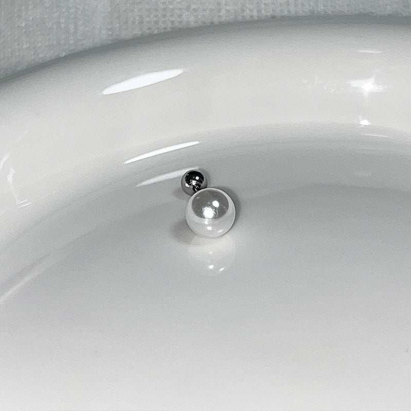 Wholesale  Bow Pearl Titanium Steel Screw Ear Nail Earrings