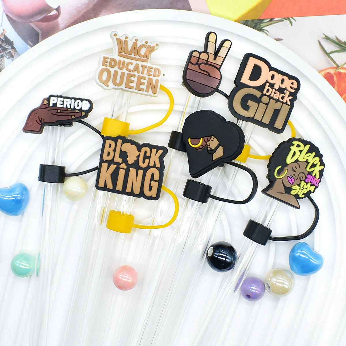 Wholesale Random 100pcs 10mm PVC Soft Straw Tube Cap ACC-SCR-RYY076