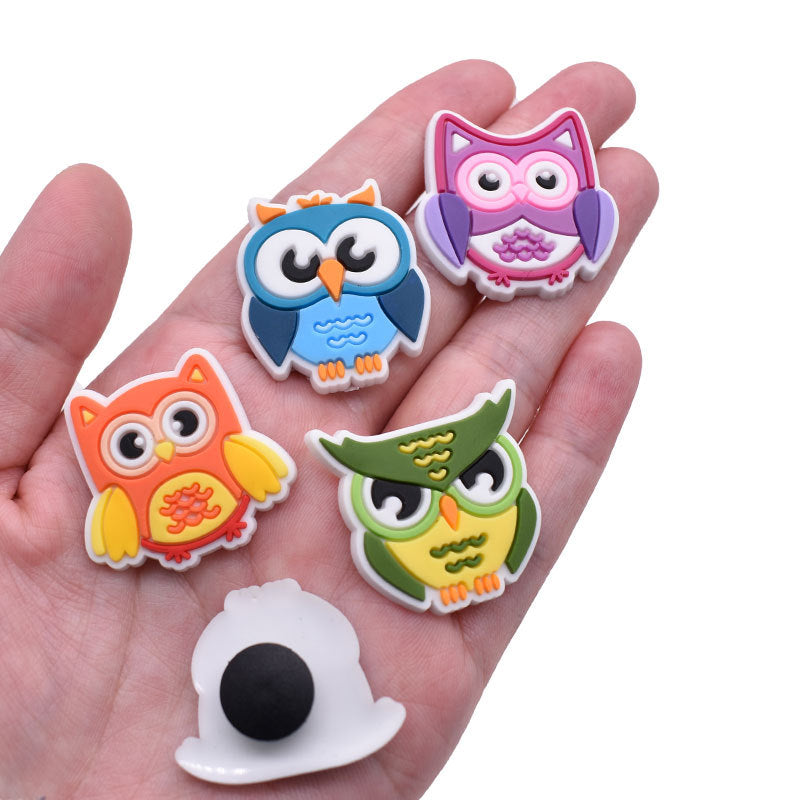 Wholesale Random 100pcs of Owl PVC Soft Adhesive Hole Shoes with DIY Decorations ACC-SC-RYY009