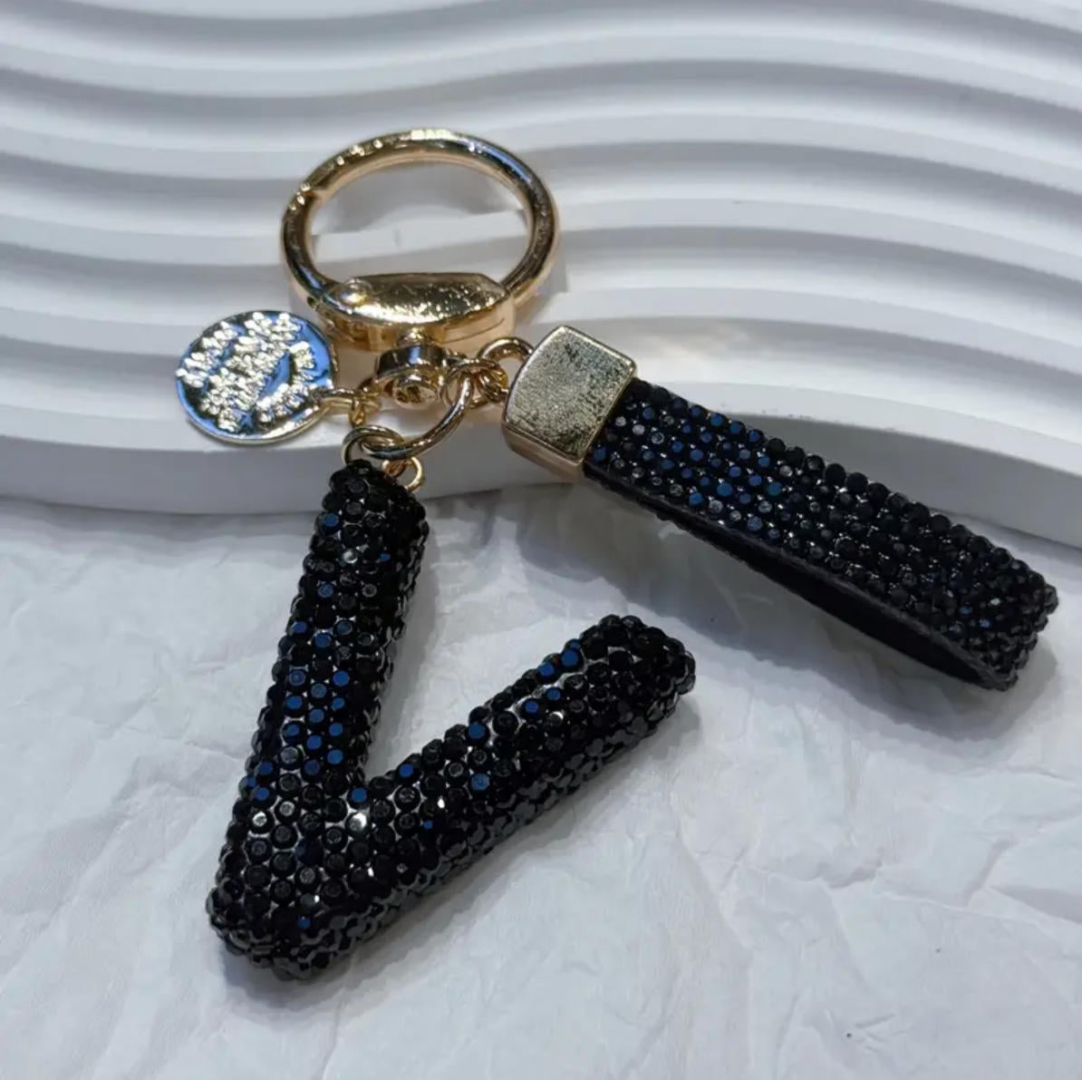 Wholesale Chic Rhinestone Letter Keychain Metal Electroplating Fashion Accessory Bag Charm Car Key