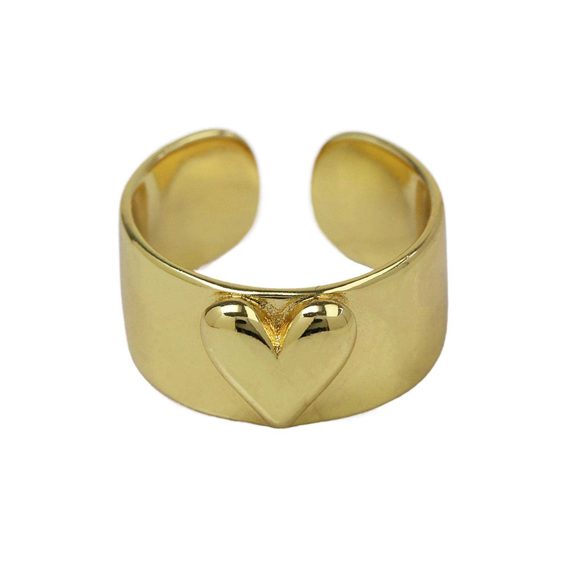 Wholesale Light luxury brass two-tone gold and silver love heart open ring