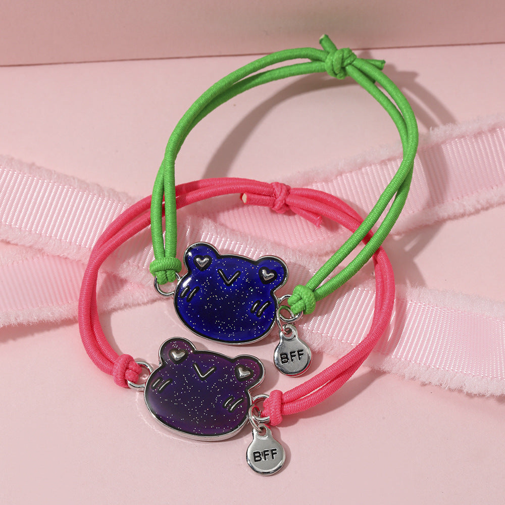 Wholesale Thermochromic Cartoon Pattern Elastic Bracelet Alloy Oil Drop Children' s Bracelet