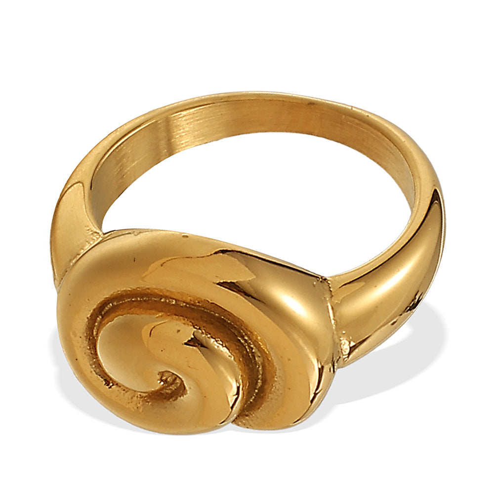 Wholesale  Luxury Elegant Stainless Steel 18K Gold Threaded Rotating Ring Versatile Trendy High-End Jewelry