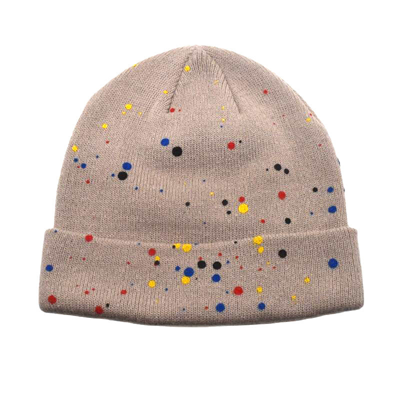 Wholesale  colorful polka dot graffiti knitted hat