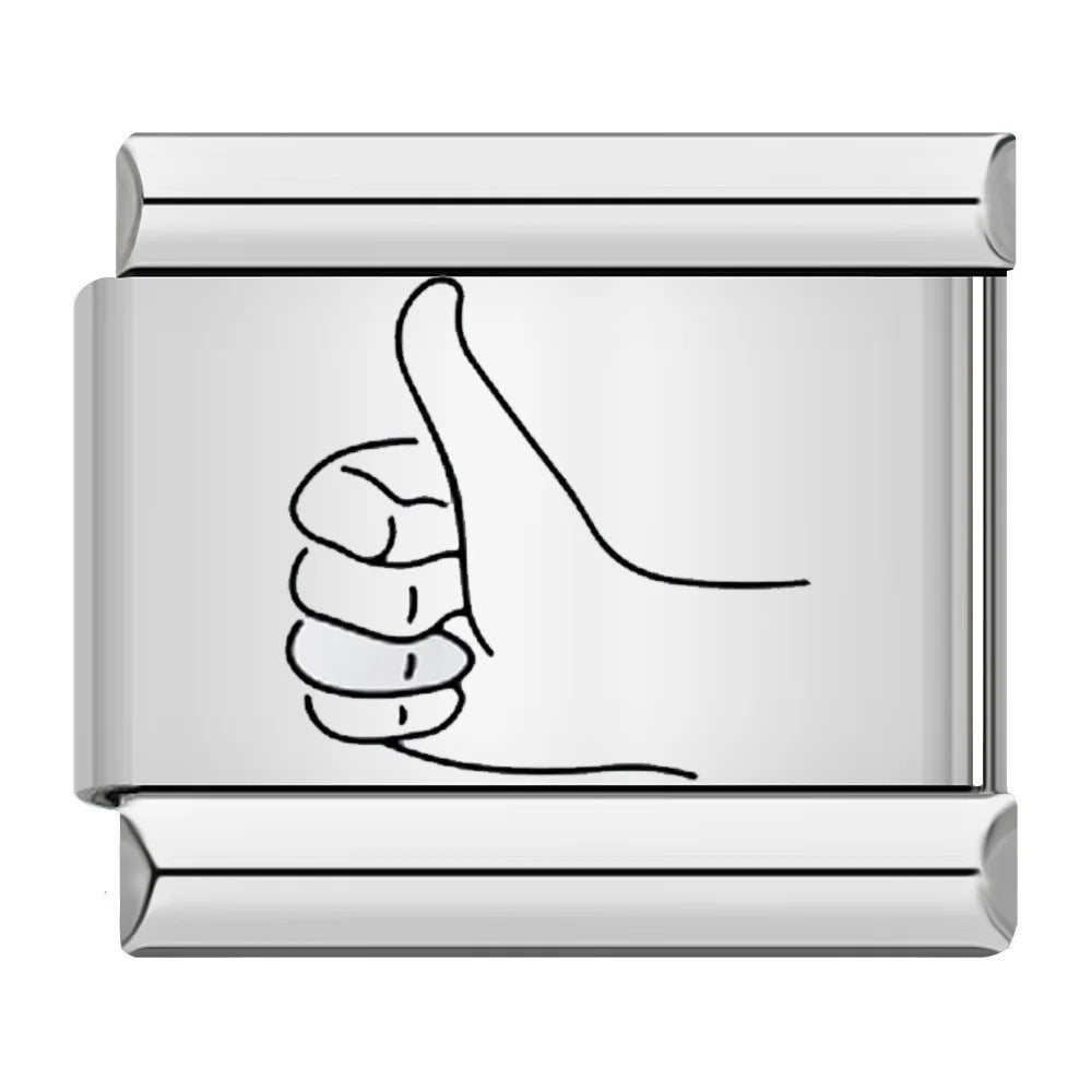 Wholesale Italian Charm Bracelet 9mm DIY Gesture Pattern   Creative Stainless Steel Composable Bracelet